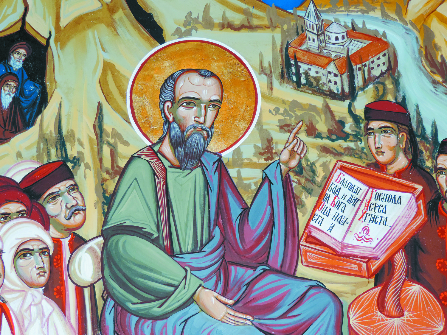 hl. Apostel Paulus als Lehrer Dalmatiens; re.: Kloster und Fluß Krka